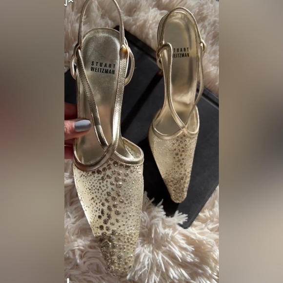 STUART WEITZMAN GLITTER SLING BACK HEELS NWOT - Picture 7 of 17